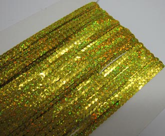 Paillettenband 1reihig 6mm gelb hologramm